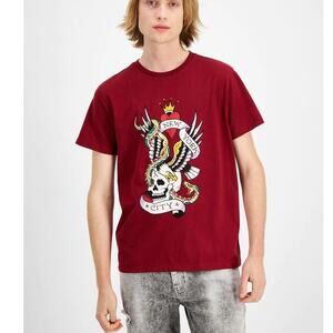 Ed Hardy Burgundy NYC Skull Graphic T-Shirt XX-Large